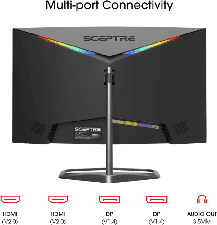 Curved 24.5-Inch Gaming Monitor up to 240Hz 1080P R1500 1Ms Displayport X2 HDMI X2 Blue Light Shift Build-In Speakers, Machine Black 2023 (C255B-FWT240) - Image 4