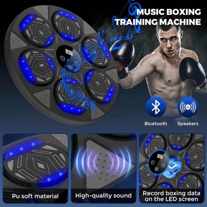 2024 Music Boxing Machine, Smart Bluetooth Boxing Trainer with Boxing Gloves, Boxing Wall Mount Machine for Adults Kids,Boxing Target Workout Equipment for Home, Office, Gym (Upgrade) - Image 4