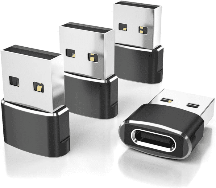 USB to USB C Adapter 4 Pack,Type-C Female to a Male Car Charger Converter for New Iphone 16 Pro Max plus 15 14 13,Apple Watch 10,Iwatch 8,Airpods,Ipad 9 Air 5 Mini 6 7,Samsung Galaxy S24 Ultra