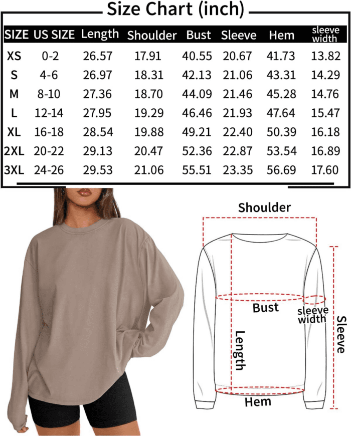 Womens Oversized Long Sleeve T Shirts Basic Crewneck Tee Fall Tops Casual Workout Fashion Casual Y2K Clothes - Image 6