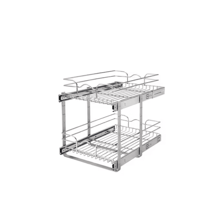 Two-Tier Pull-Out Baskets 14.75-In W X 19-In H X 22-In D 2-Tier Cabinet-Mount Chrome Metal Soft Close Pull-Out Sliding Basket Kit