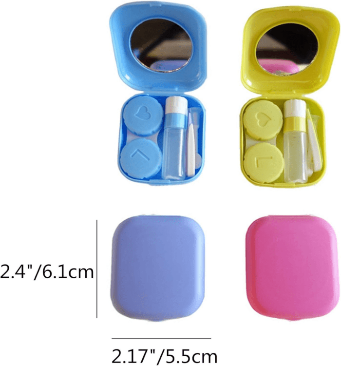 4 Pack Colorful Contact Lens Case Kit with Mirror Durable, Compact, Portable Soak Storage Kit - Image 2