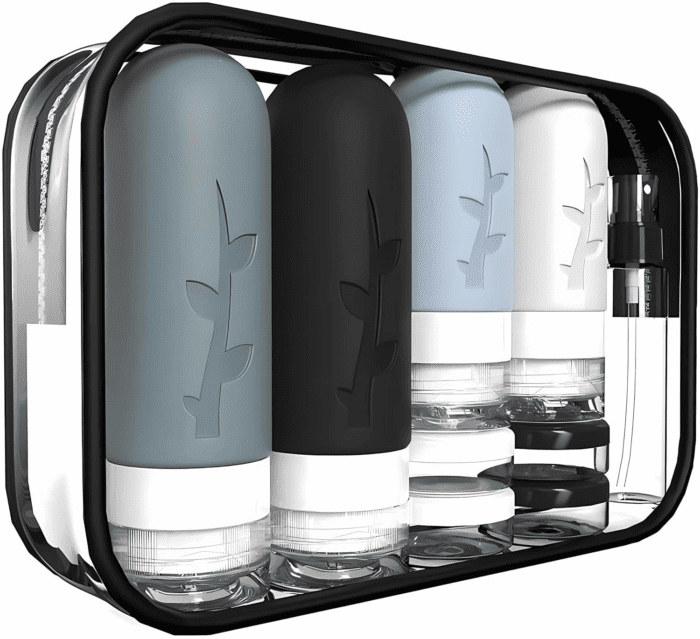 18Pack Travel Bottles for Toiletries,Tsa Approved Silicone Travel Containers Jar for Toiletries,Leak Proof Refillable Liqus Shampoo and Conditioner Travel Essentials Toiletry Bottles