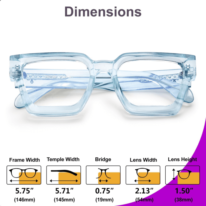 Blue Light Blocking Glasses Rectangle Chic Preppy Look Multicolor Frame for Women Men RIVER - Image 6