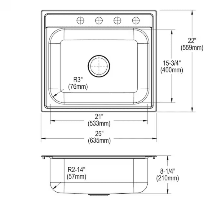 Dayton Drop-In 25-In X 22-In Stainless Steel Single Bowl 4-Hole Kitchen Sink - Image 13