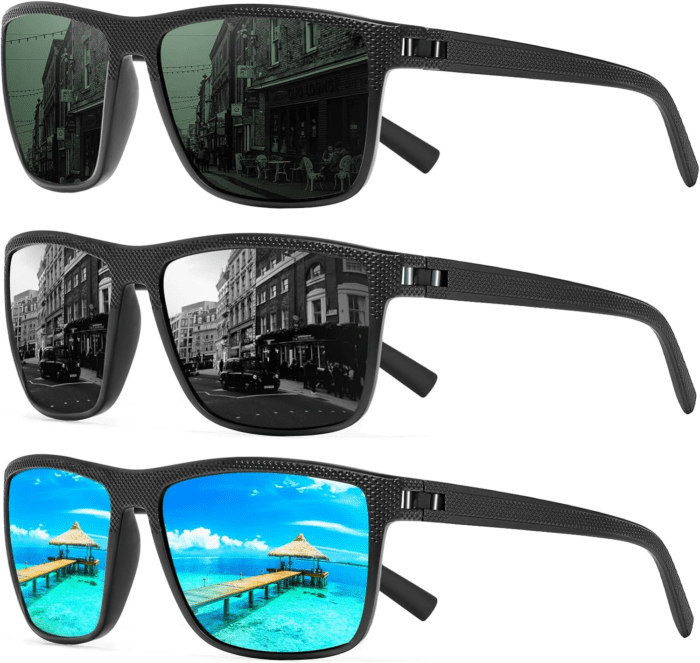 Square Polarized Sunglasses for Men and Women Lightweight Frame Sun Glasses with UV Protection