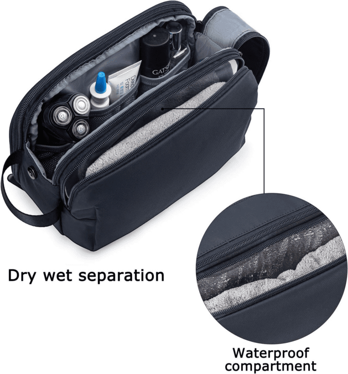 Toiletry Bag for Men, Travel Toiletry Organizer Dopp Kit Water-Resistant Shaving Bag for Toiletries Accessories, Door Room Essentials,Navy Blue-Medium - Image 3