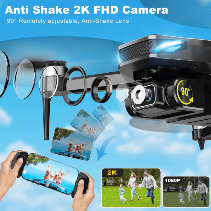 Drone with Camera, 2K FPV Drone with Brushless Motor, Altitude Hold, Gesture Selfie, One Key Take Off/Landing, 3D Flips, Waypoint Fly, 2 Batteries, Foldable Mini Drones for Kids and Beginners - Image 2