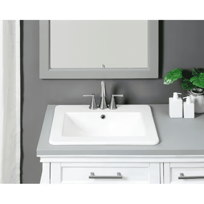 Vitreous China Drop-In Rectangular White Bathroom Sink (21.26-In X 18.5-In) - Image 2