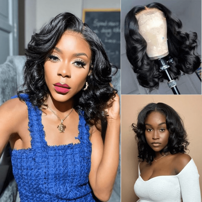 Glueless Bob Wig Human Hair Pre Plucked Wear and Go Wigs Pre Cut Lace Body Wave Short Bob Lace Front Wigs for Black Women Upgraded No Glue 4X4 Lace Closure Wigs (12 Inch) - Image 2