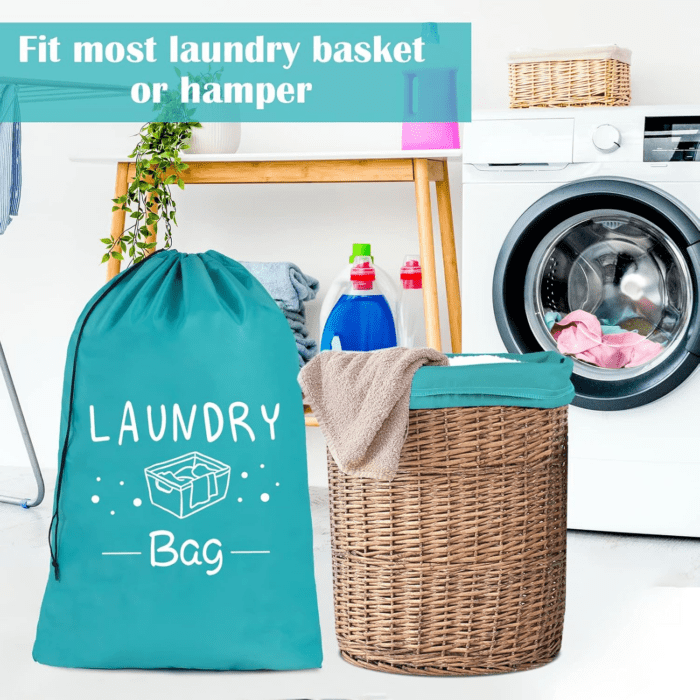 2 Pack Extra Large Travel Laundry Bag, Dirty Clothes Organizer with Drawstring,Heavy Duty Travel Laundry Bags,Easy Fit a Laundry Hamper Travel Essentials - Image 8