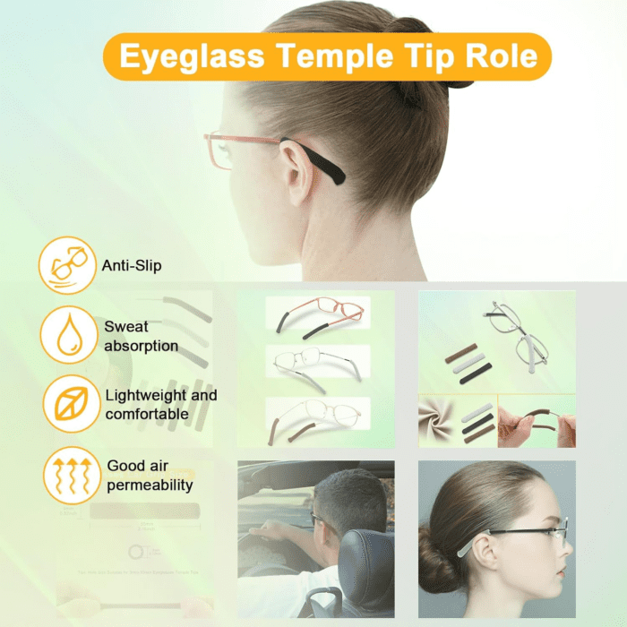 Anti-Slip Elastic Comfort Eyeglasses Temple Tips Sleeve, Microstructured Fabric Glasses Ear Grip, Soft and Well-Fitting Glasses Ear Cushion, Knitting Eyeglass Ear Grips, Glasses Accessories - Image 2