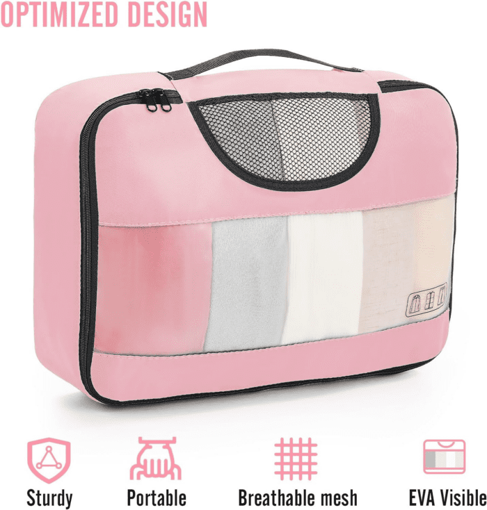 8 Set Packing Cubes for Suitcases, Travel Essentials for Carry On, Luggage Organizer Bags Set for Travel Accessories in 4 Sizes(Extra Large, Large, Medium, Small), Pink - Image 4