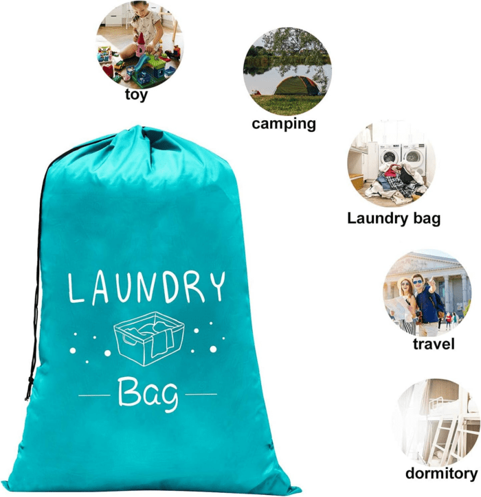 2 Pack Extra Large Travel Laundry Bag, Dirty Clothes Organizer with Drawstring,Heavy Duty Travel Laundry Bags,Easy Fit a Laundry Hamper Travel Essentials - Image 7