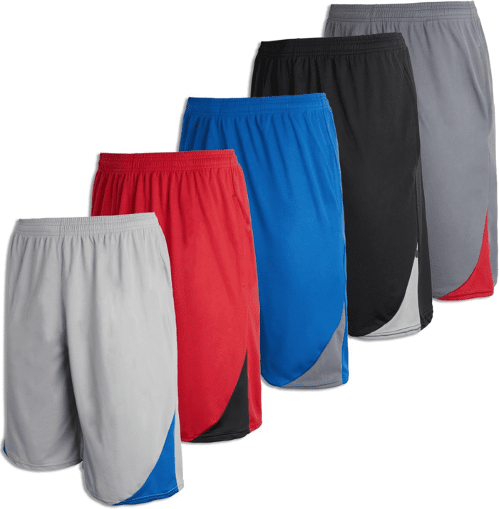 Boys' 5-Pack Mesh Active Athletic Performance Basketball Shorts with Pockets