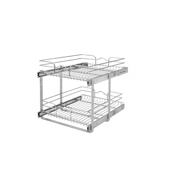 Two-Tier Pull-Out Baskets 14.75-In W X 19-In H X 22-In D 2-Tier Cabinet-Mount Chrome Metal Soft Close Pull-Out Sliding Basket Kit - Image 18