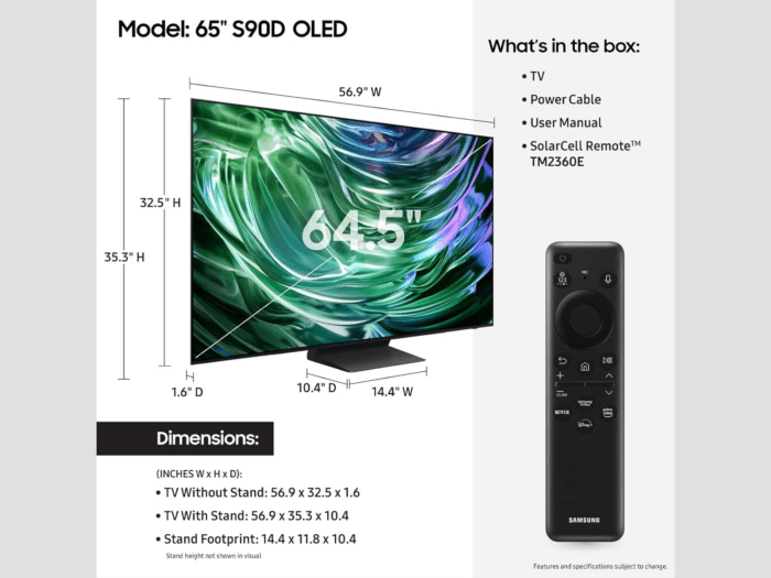 65-Inch Class OLED 4K S90D Series HDR+ Smart TV W/Dolby Atmos, Object Tracking Sound Lite, Motion Xcelerator, Real Depth Enhancer, 4K AI Upscaling, Alexa Built-In (QN65S90D, 2024 Model) - Image 2