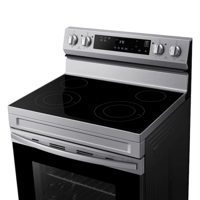 30-In Glass Top 4 Burners 6.3-Cu Ft Steam Cleaning Freestanding Smart Electric Range (Stainless Steel) - Image 4