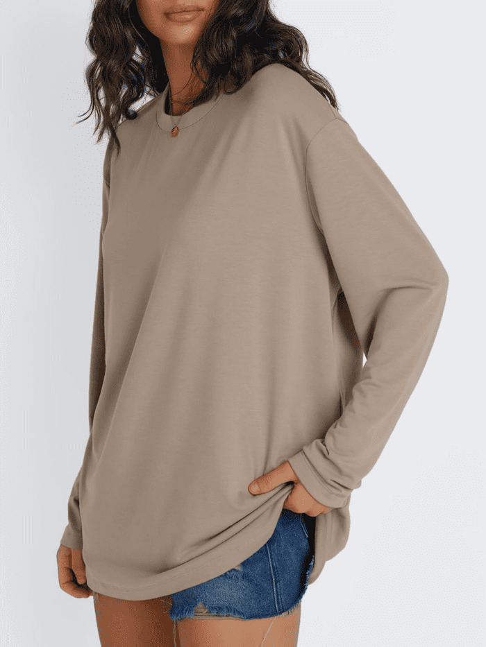 Womens Oversized Long Sleeve T Shirts Basic Crewneck Tee Fall Tops Casual Workout Fashion Casual Y2K Clothes - Image 3