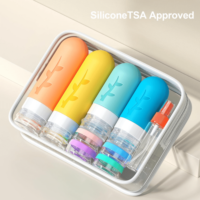 18Pack Travel Bottles for Toiletries,Tsa Approved Silicone Travel Containers Jar for Toiletries,Leak Proof Refillable Liqus Shampoo and Conditioner Travel Essentials Toiletry Bottles - Image 2