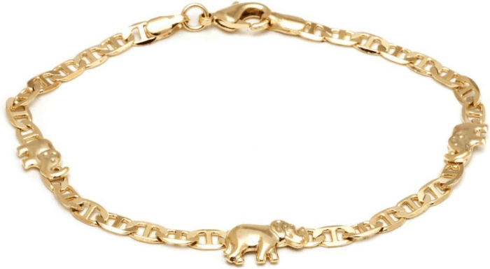 18K Gold Plated Flat Marina Elephant Anklet for Women - Made in Brazil