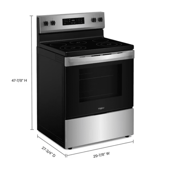 30-In Glass Top 5 Burners 5.3-Cu Ft Steam Cleaning Freestanding Electric Range (Fingerprint Resistant Stainless Steel) - Image 3