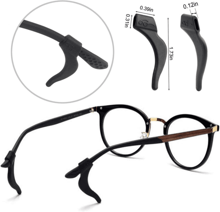 12 Pairs Eyeglasses Retainers Silicone Glasses Temple Holders Anti-Slip Protectors Comfort Eyewear Spectacle Stay Put Glasses Stoppers for Sport, Study(4 Variety Designs in Black, Clear, Brown) - Image 3