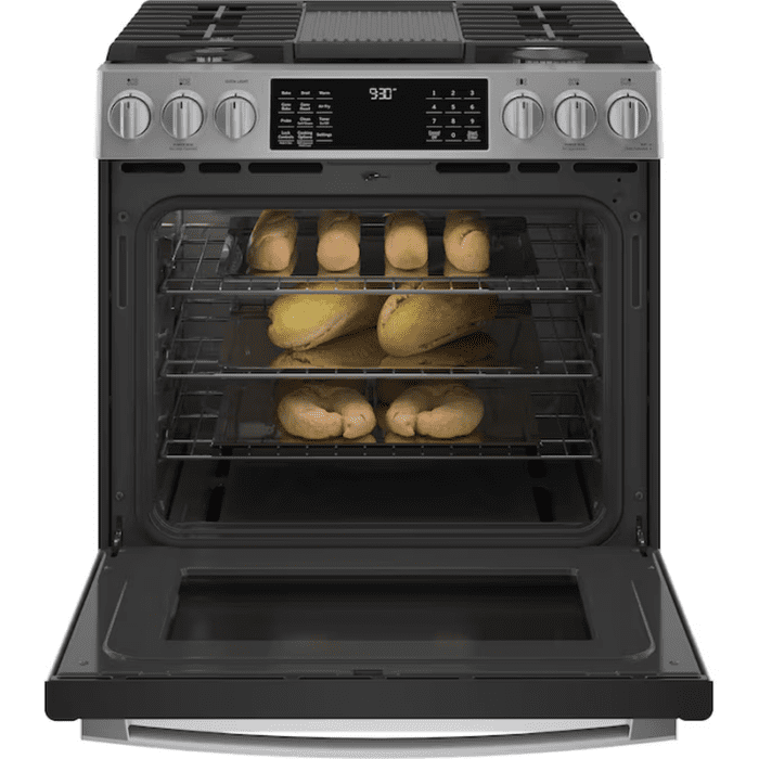 Profile 30-In 5 Burners 5.6-Cu Ft Self & Steam Cleaning Air Fry Convection Oven Slide-In Smart Natural Gas Ran (Finrprint-Resistant Stainless Steel) - Image 2