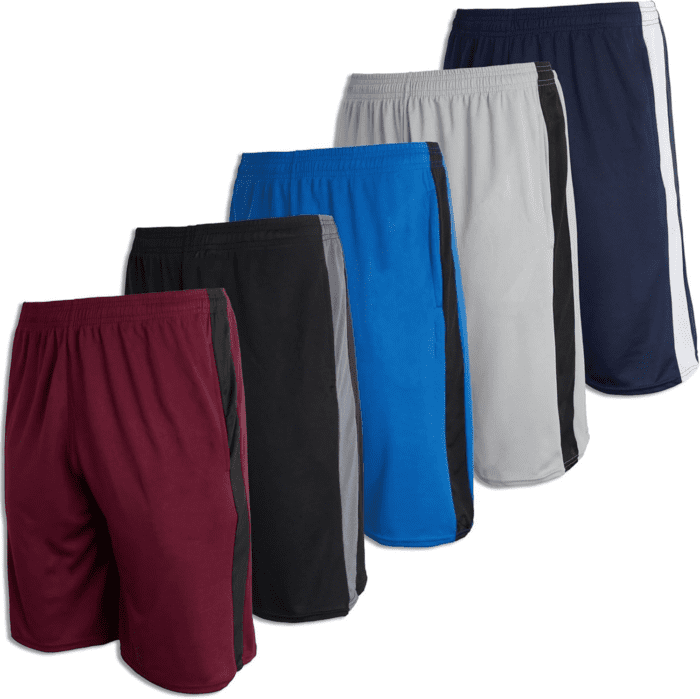 Boys' 5-Pack Mesh Active Athletic Performance Basketball Shorts with Pockets