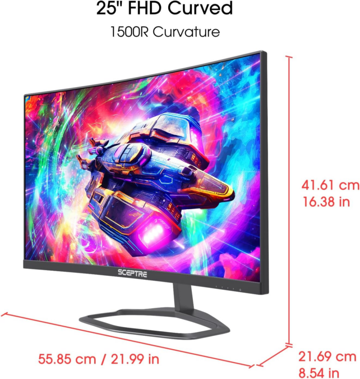 Curved 24.5-Inch Gaming Monitor up to 240Hz 1080P R1500 1Ms Displayport X2 HDMI X2 Blue Light Shift Build-In Speakers, Machine Black 2023 (C255B-FWT240) - Image 5