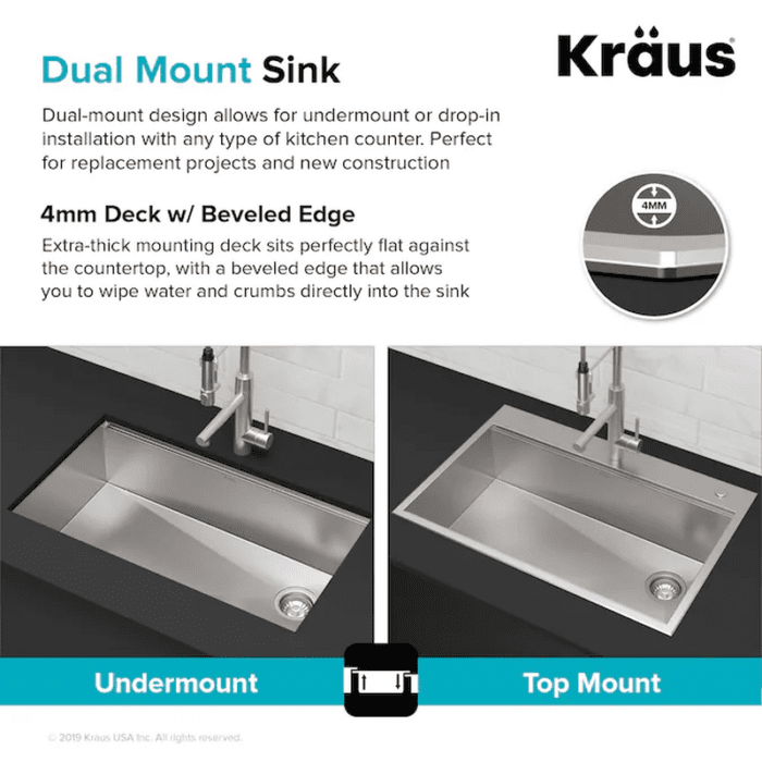 Kore Workstation Dual-Mount 33-In X 22-In Stainless Steel Single Bowl 2-Hole Workstation Kitchen Sink - Image 11