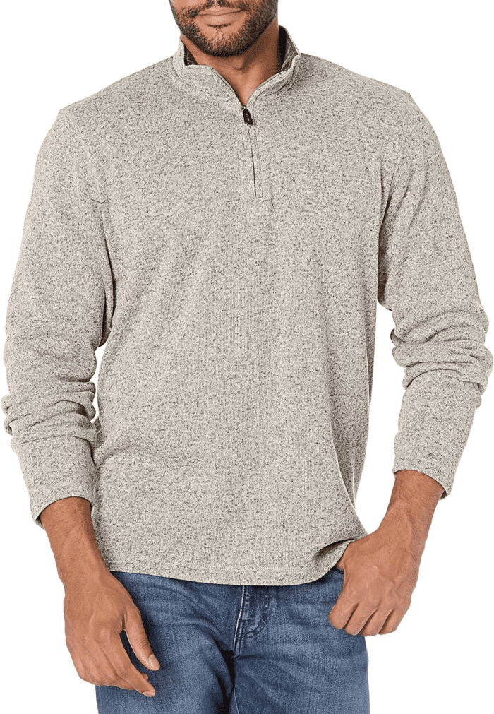 Men'S Long Sleeve Fleece Quarter-Zip Sweater