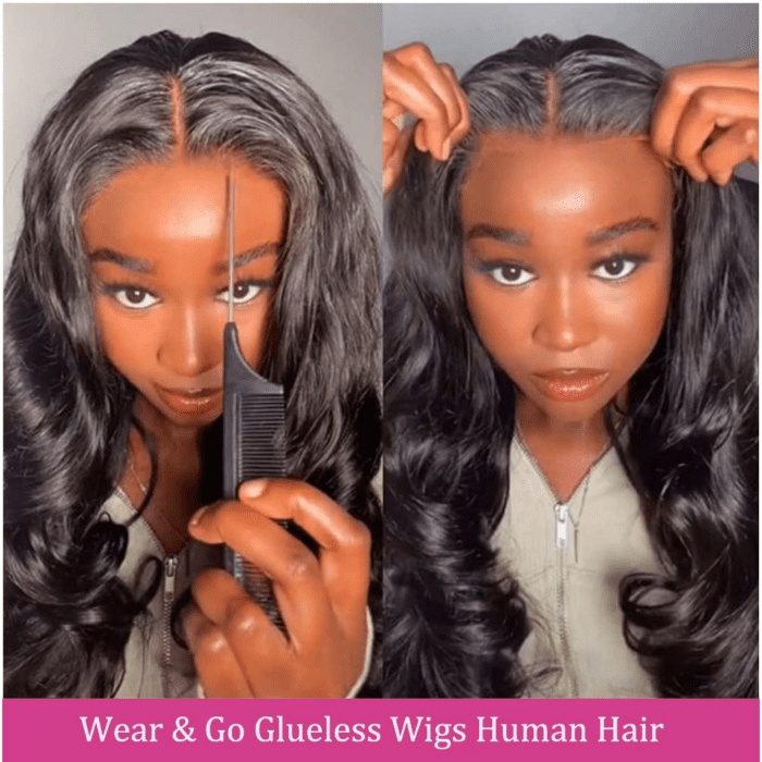 Wear and Go Glueless Wigs Human Hair Pre Plucked Body Wave Lace Front Wigs for Beginners Upgraded No Glue Pre Cut HD 4X4 Lace Closure Wigs for Black Women 18 Inch - Image 6