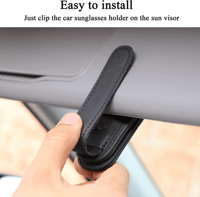 Sunglasses Holders for Car Visor, Magnetic Leather Glasses Eyeglass Clip for Car, Ticket Card Clip Sunglasses Mount, Car Visor Accessories Gadgets (1, Black) - Image 6