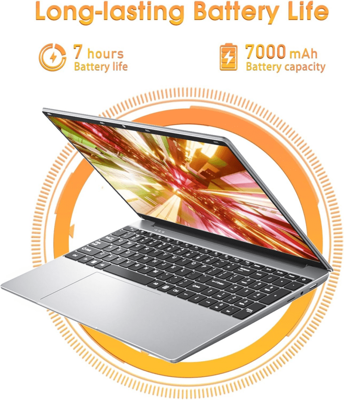 15.6 Inch Laptops, 4GB RAM, 128GB SSD Laptop Computer, Celeron N4000 Processor Notebook, Bluetooth5.0, Mini HDMI, Webcam, 7000Mah, Type-C, UHD Graphics 600(Sliver) - Image 3