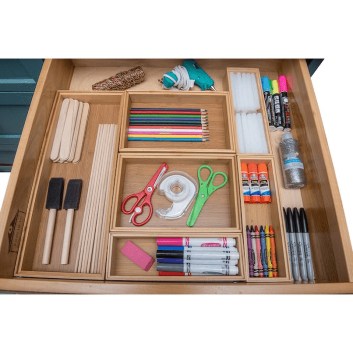 9-In X 3-In Brown Bamboo Wood Stackable Drawer Organizer - Image 13