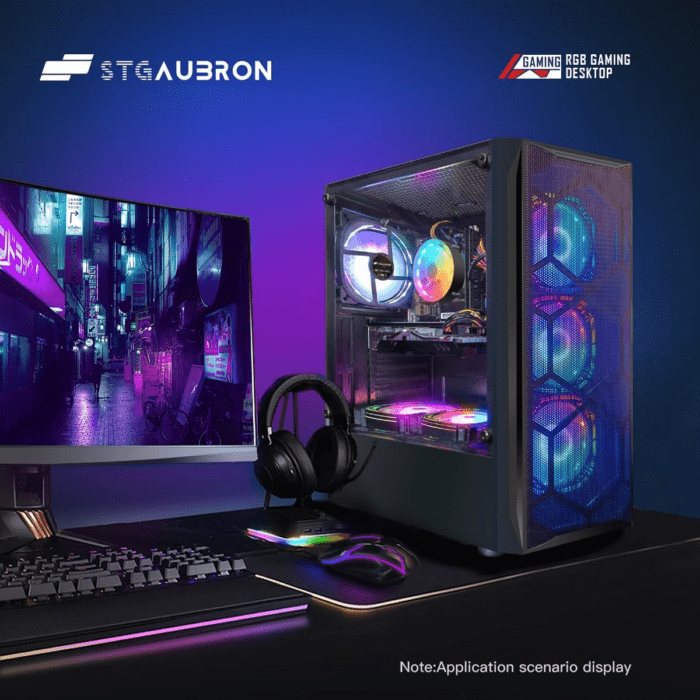 Gaming Desktop PC Computer, Intel Core I7 3.4 Ghz up to 3.9 Ghz, Radeon RX 580 8G GDDR5, 16G RAM, 512G SSD, Wifi, Bluetooth 5.0, RGB Fanx6, RGB Mouse Pad, RGB BT Sound Bar, Windows 10 Home - Image 4