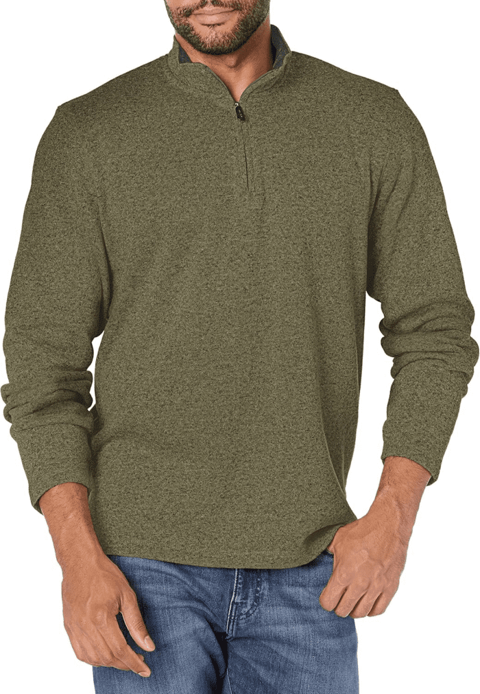 Men'S Long Sleeve Fleece Quarter-Zip Sweater