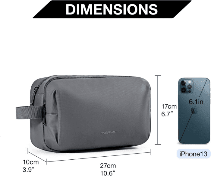 Toiletry Bag for Men, Travel Toiletry Organizer Dopp Kit Water-Resistant Shaving Bag for Toiletries Accessories, Door Room Essentials,Grey-Basic - Image 5