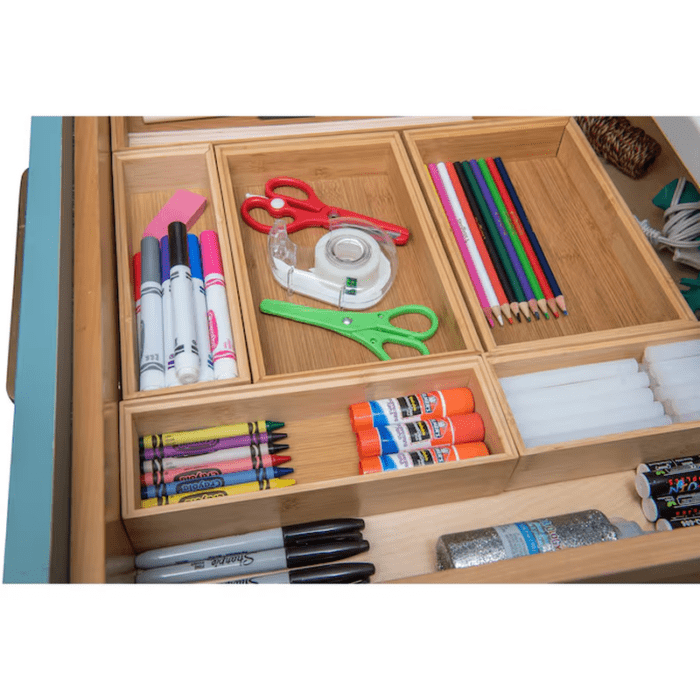 9-In X 3-In Brown Bamboo Wood Stackable Drawer Organizer - Image 8