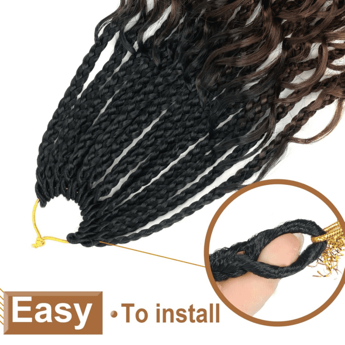 Goddess Box Braids Crochet Hair with Curly Ends 14 Inch Bohomian Box Braids Crochet Braids 8 Packs 3X Crochet Braids Synthetic Braiding Hair Extension for Black Women (14 Inch (Pack of 8), T1B 30 33)… - Image 4