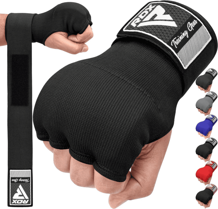 Gel Boxing Hand Wraps Inner Gloves Men Women, Quick 75Cm Long Wrist Straps, Elasticated Padded Fist under Mitts Protection, Muay Thai MMA Kickboxing Martial Arts Punching Training Bandages