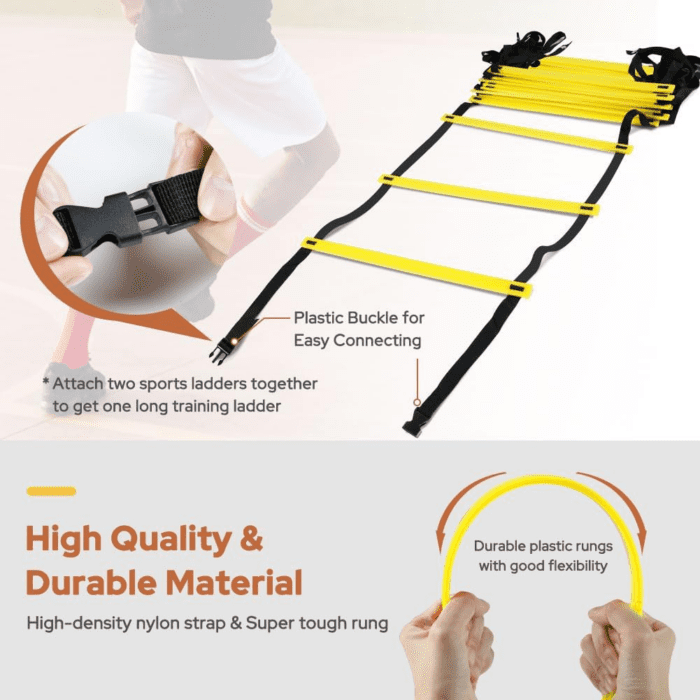 Pro Agility Ladder Agility Training Ladder Speed 12 Rung 20Ft with Carrying Bag - Image 2