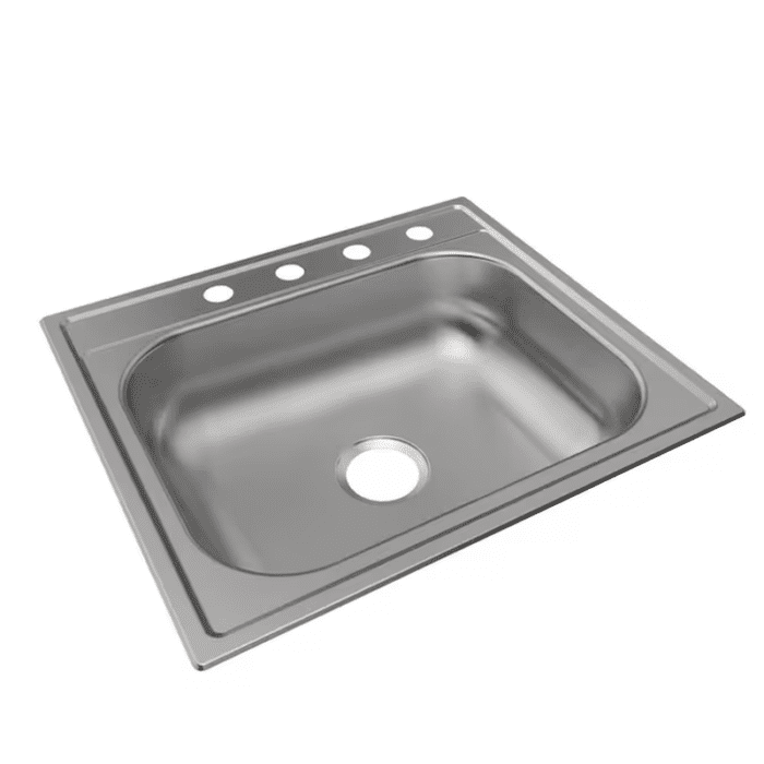 Dayton Drop-In 25-In X 22-In Stainless Steel Single Bowl 4-Hole Kitchen Sink - Image 4