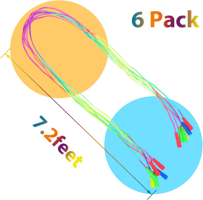 6 Pack Rainbow Jump Rope Set Jumping Ropes Physical Education Skipping Rope - Image 2