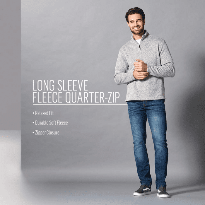 Men'S Long Sleeve Fleece Quarter-Zip Sweater - Image 3