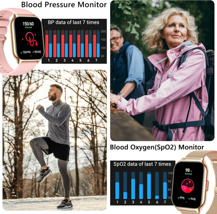 Smart Watch for Women Men(Dial/Answer Calls), 2.0" Fitness Tracker Watch with Heart Rate/Blood Pressure/Blood Oxygen Monitor for Android Ios - Image 4