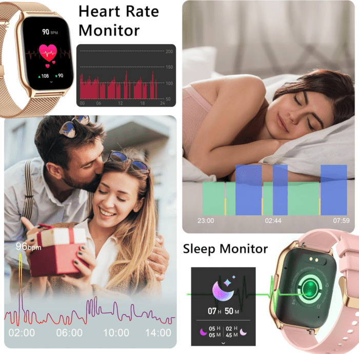 Smart Watch for Women Men(Dial/Answer Calls), 2.0" Fitness Tracker Watch with Heart Rate/Blood Pressure/Blood Oxygen Monitor for Android Ios - Image 5