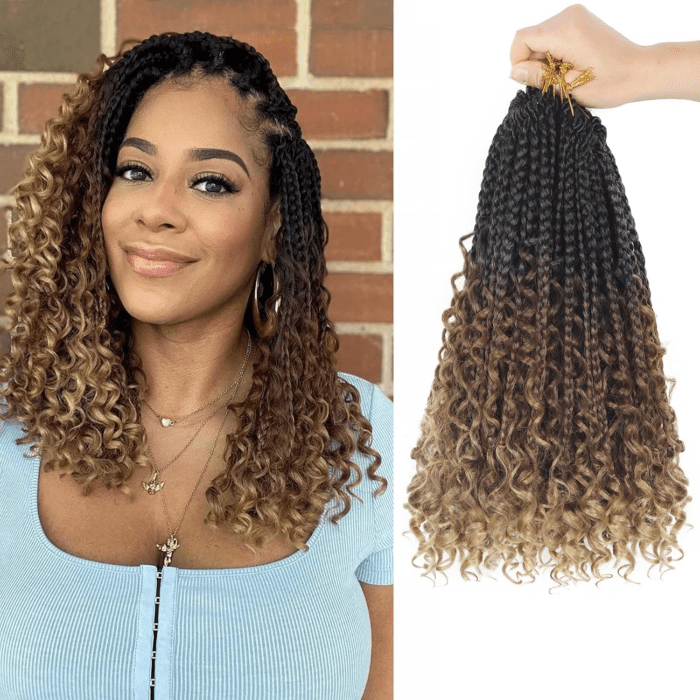 Goddess Box Braids Crochet Hair with Curly Ends 14 Inch Bohomian Box Braids Crochet Braids 8 Packs 3X Crochet Braids Synthetic Braiding Hair Extension for Black Women (14 Inch (Pack of 8), M1B 30 27)