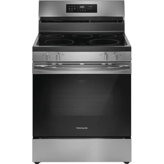 30-In Glass Top 5 Burners 5.3-Cu Ft Self-Cleaning Air Fry Convection Oven Freestanding Electric Range (Stainless Steel)